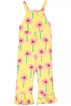Stella McCartney Girls Jumpsuits - Floral-print ruffle hem jumpsuit