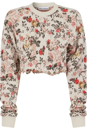 Paco rabanne Floral-print cropped sweatshirt