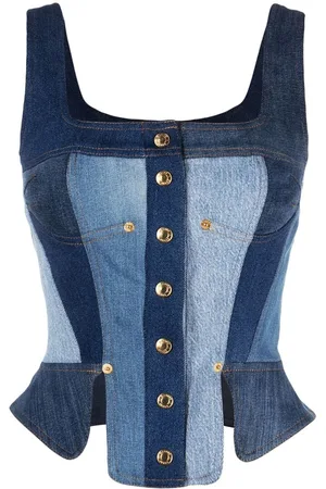 Marine Serre Regenerated denim bustier top