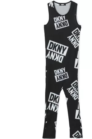 DKNY Girls Jumpsuits - Logo-print sleeveless jumpsuit