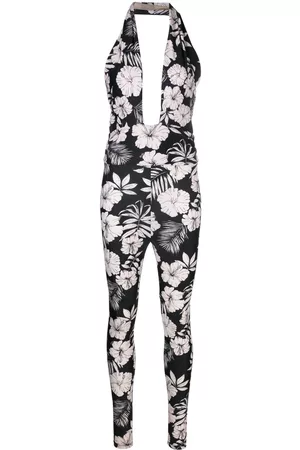 Pinko Women Jumpsuits - Floral-print halterneck jumpsuit