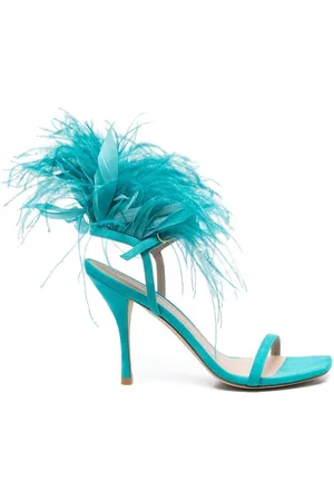 Stuart Weitzman Feather-detail open-toe 115mm sandals