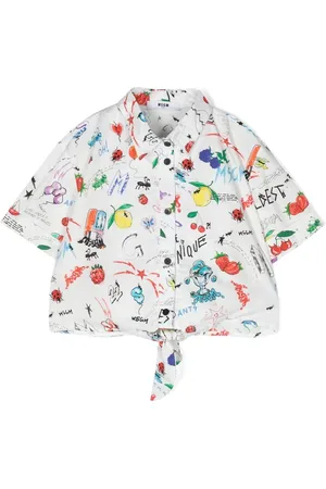 Msgm Graphic-print cropped blouse