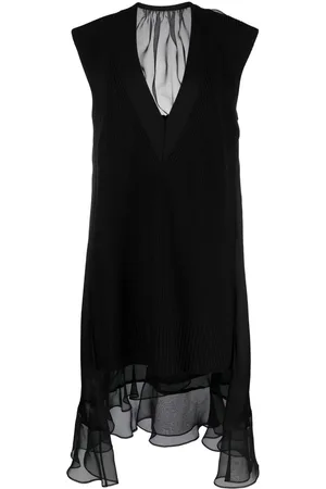 SACAI Sheer-panelled midi dress