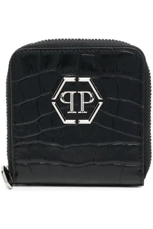 Philipp Plein Mini crocodile-embossed leather wallet