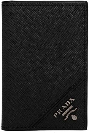 New Prada Black Saffiano Leather Camouflage Print Vertical Card