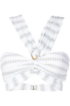 AMIR SLAMA Striped ring-detail bikini top