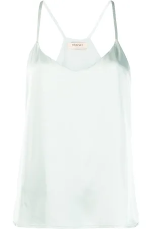 Twin-Set Logo-plaque satin top