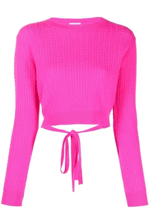 Patou Cable-knit rear-tie cropped jumper