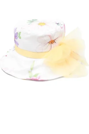 MONNALISA Floral-print ribbon-trim bucket hat