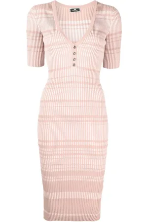 Elisabetta Franchi Ribbed v-neck midi dress