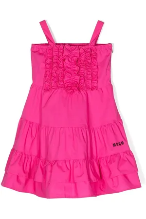 Msgm Panelled ruffled-trim dress