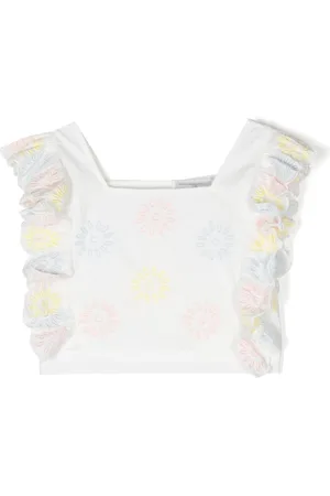 Stella McCartney Embroidered ruffle top