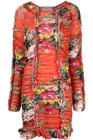Molly Goddard Ruched floral-print minidress