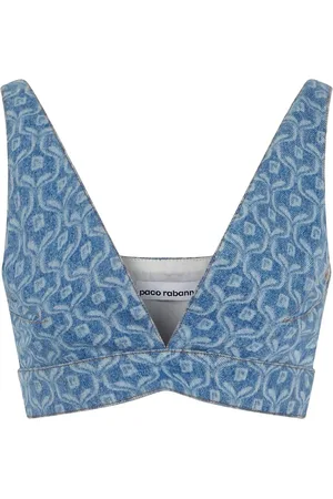 Paco rabanne Chain-print cropped denim top