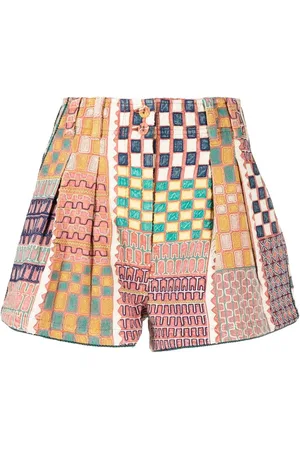 ULLA JOHNSON Freda geometric-patchwork print shorts