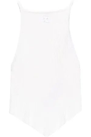Courrèges Ribbed-knit pointed-hem tank top