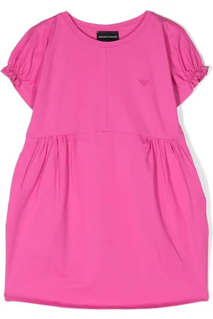 Emporio Armani Embroidered-logo ruched-detail dress