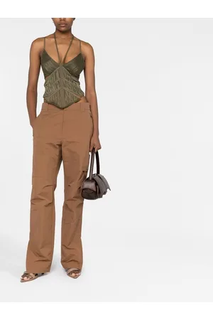 DION LEE Patterned-jacquard halterneck cami top