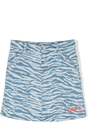 Kenzo Tiger-print denim skirt