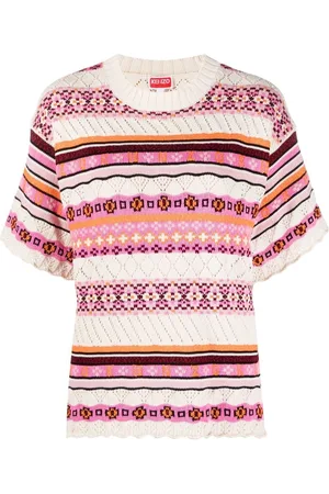 Kenzo Abstract-pattern knitted cotton top