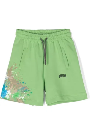 Msgm Paint splash-print cotton shorts