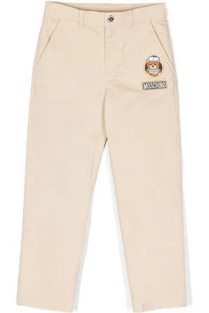 Moschino Logo-patch straight-leg chinos