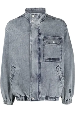 SPUCIKLEI - Stand Collar Lettering Embroidered Crop Zip Denim Jacket |  YesStyle
