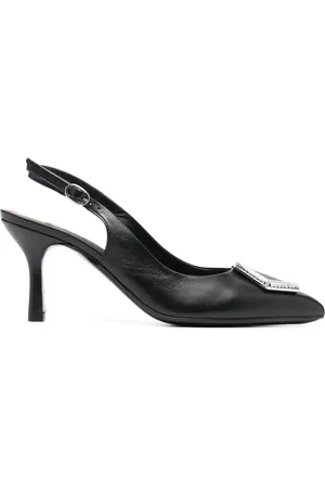 Philipp Plein Hexagonal-detail leather slingbacks