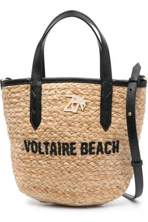 Zadig & Voltaire Embroidered-logo raffia beach bag