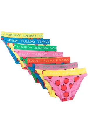 CHARM N CHERISH Girl's Cotton Panties (Sunday,Monday Printed) Week Days  Solid Underwear for Girls-Pack of 7 Girls Underpants, 5-6 Years Multicolour  : : Fashion
