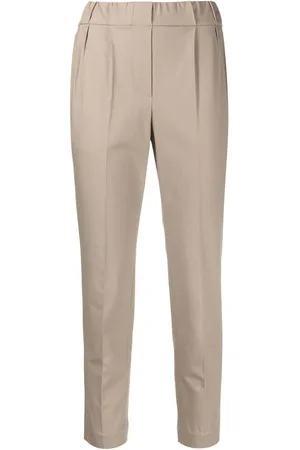 Brunello Cucinelli women's khaki cotton trousers – Loop Generation