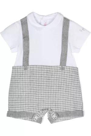 Il gufo Girls Jumpsuits - Check-pattern detail jumpsuit romper