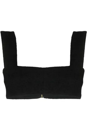Patou Square-neck tweed crop top
