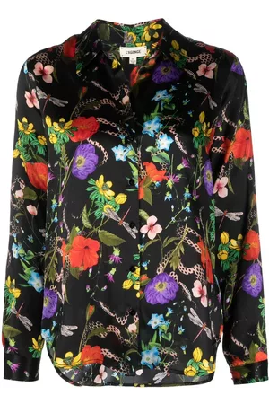 L'Agence Women Floral t-shirts - Floral-print silk shirt