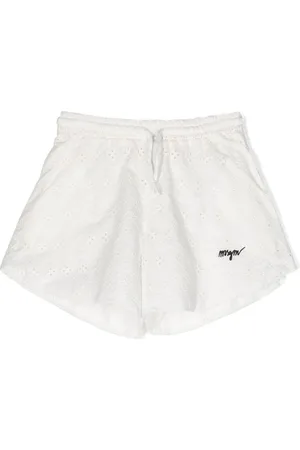 Msgm Logo-embroidered broderie anglaise shorts