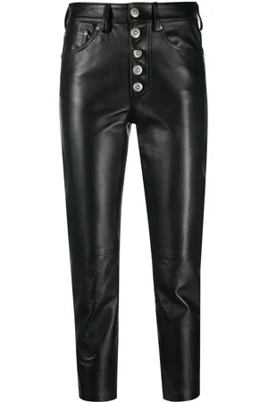 Dondup Leather high-waisted cropped trousers