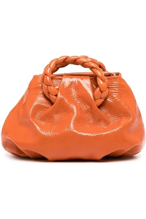 Hereu Espiga Shiny Braided Leather Top-Handle Bag