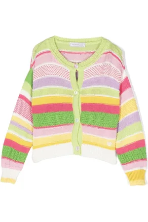 MONNALISA Striped intarsia-knit cardigan