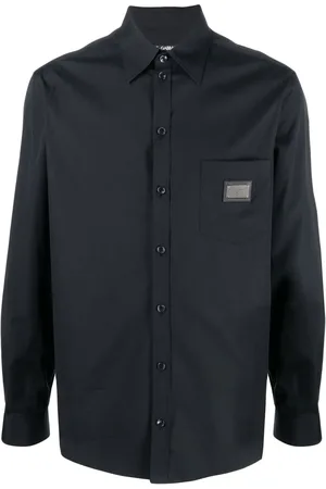 Dolce & Gabbana Logo-plaque cotton-poplin shirt