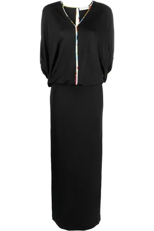 Puccini V-neck silk maxi dress