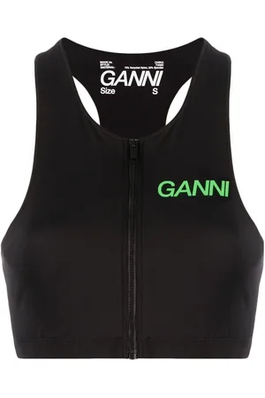 Ganni Logo-print zip-up top