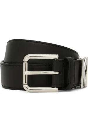 DG Gathered Leather Belt in Black - Dolce Gabbana