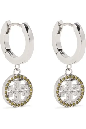 Tory Burch Miller logo huggie hoops