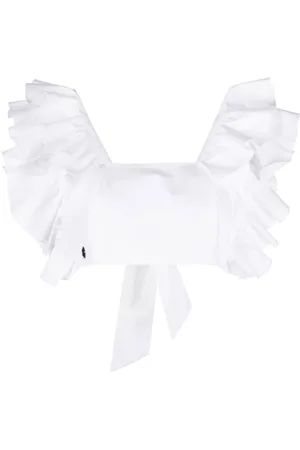 Philipp Plein Cropped ruffle-trimmed top