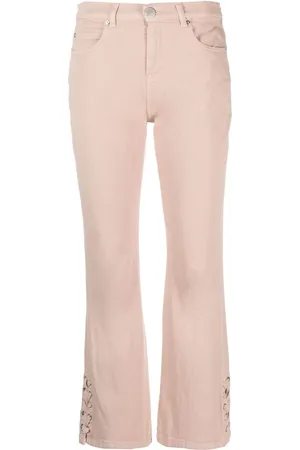 Pinko Lacing-detail logo-patch bootcut jeans