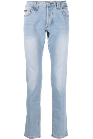 Philipp Plein Super Straight-cut stonewashed jeans