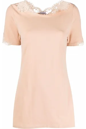 Akris Rib Silk & Cotton Short Sleeve Sweater in Blush