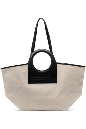 Mini cabas leather & raffia tote bag - Hereu - Women
