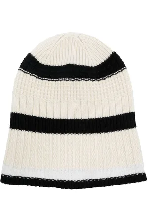 Barrie Textured stripes cashmere beanie hat